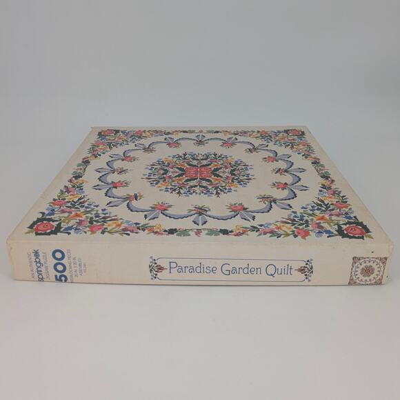 VTG Hallmark Quilt Square Puzzle Springbok Paradise Garden 500 Piece Jigsaw - Picture 7 of 11
